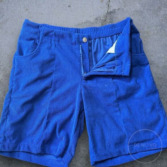 Shein Men's Flat Front Polyester Corduroy Chino Shorts Medium Blue - Picture 3 of 7